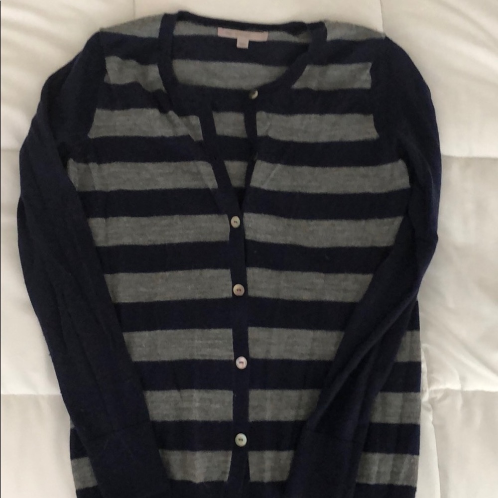 Grey and navy strip cardigan